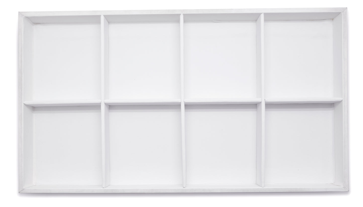 White Leatherette 8 Compartment Stackable Jewelry Display Tray