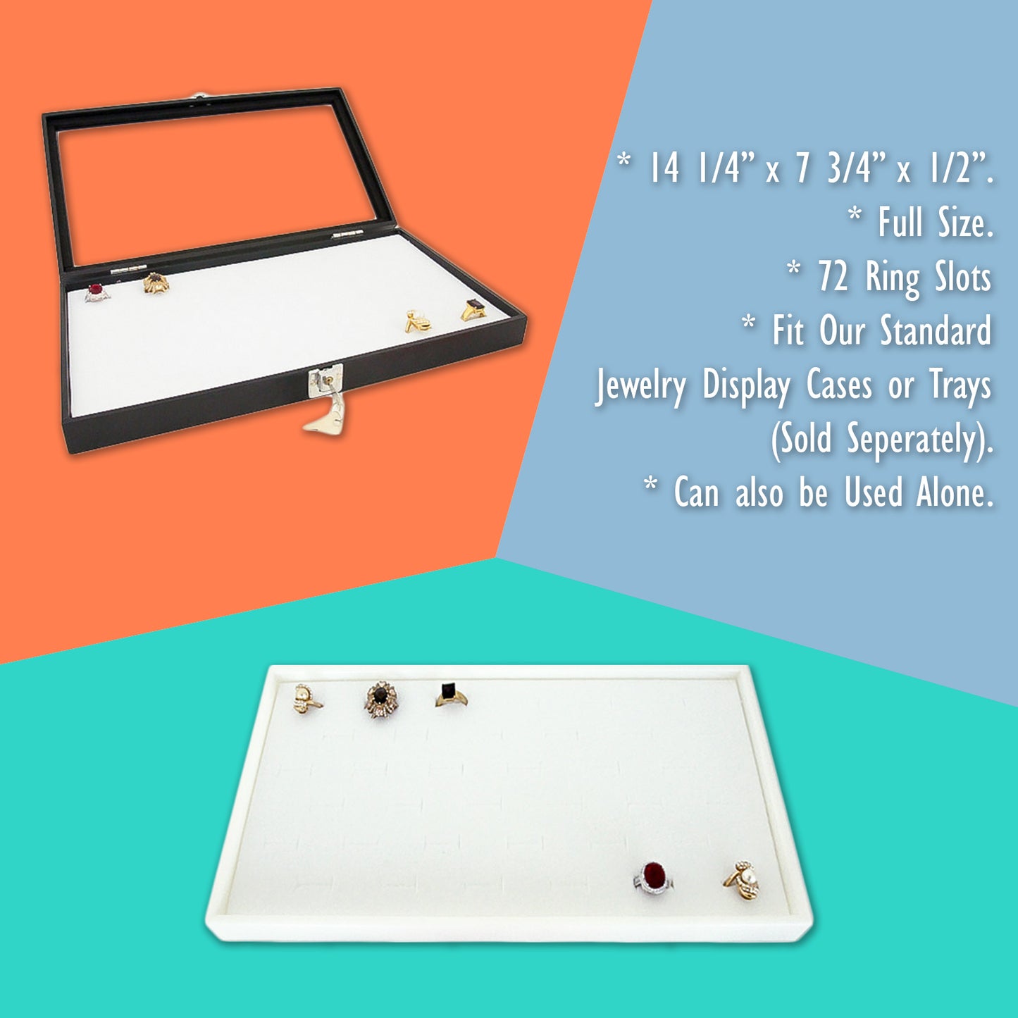 White Leatherette Foam for 72 Ring Standard Jewelry Tray Insert