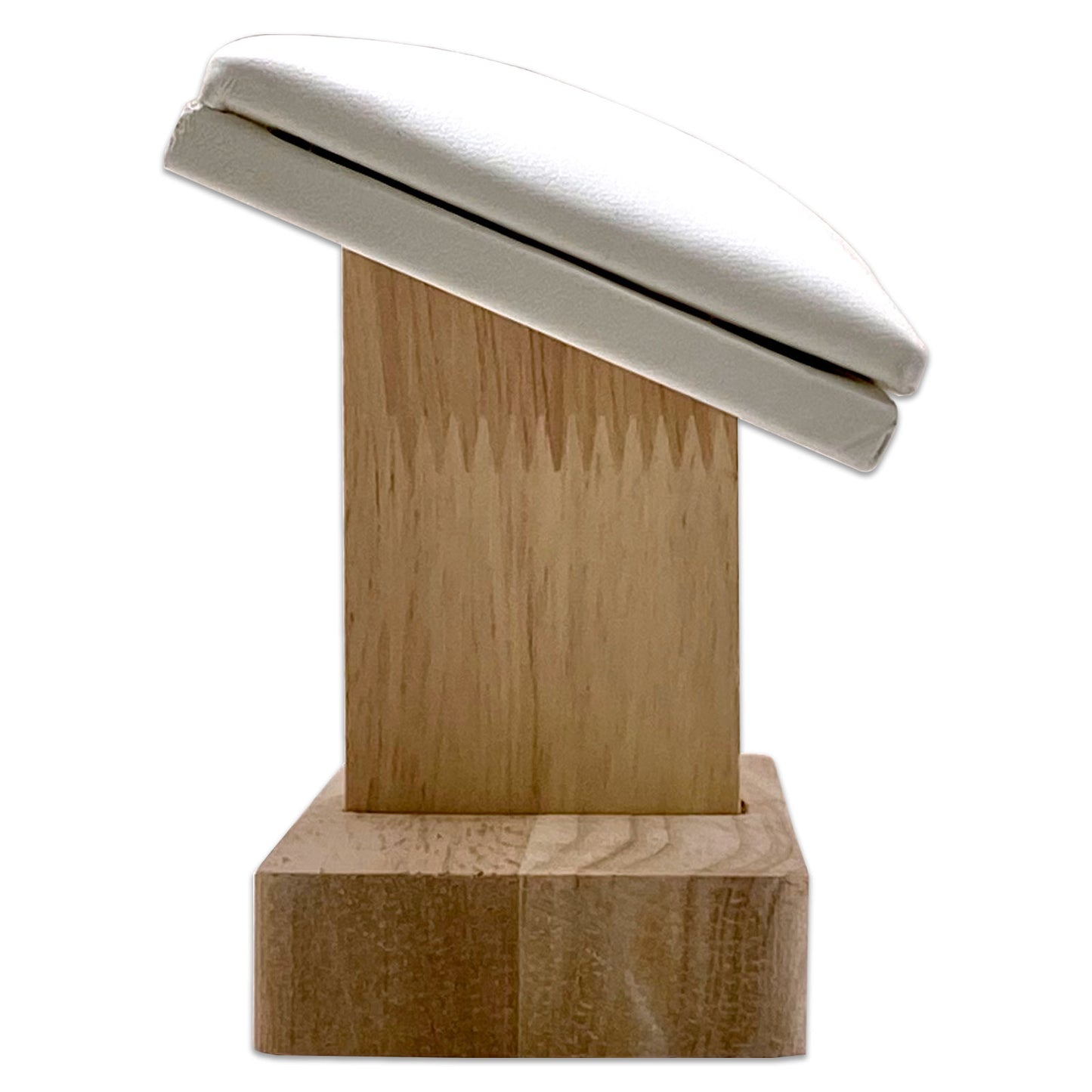 White Leatherette Wood Single Row Round T-Bar Jewelry Display