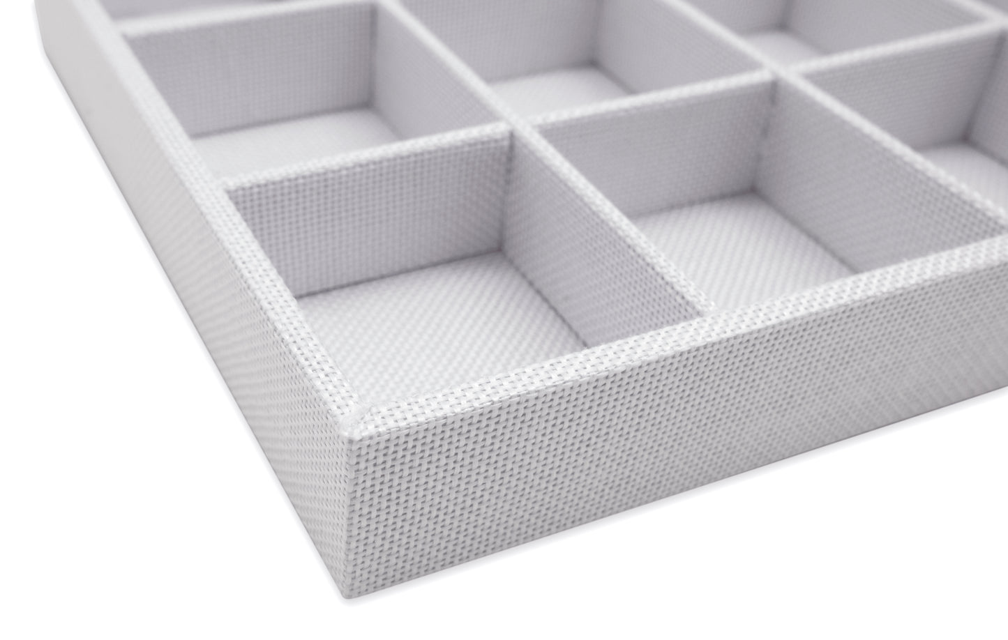White Linen 18 Compartment Stackable Jewelry Tray