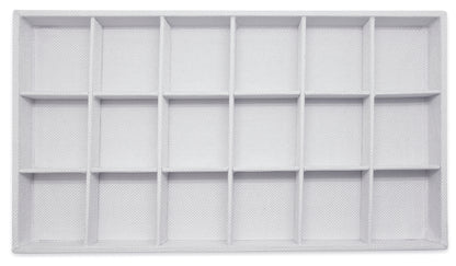 White Linen 18 Compartment Stackable Jewelry Tray
