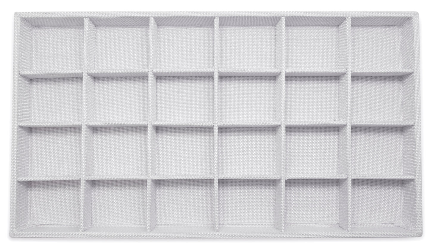 White Linen 24 Compartment Stackable Jewelry Tray