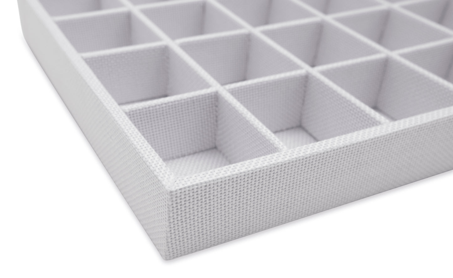 White Linen 32 Compartment Stackable Jewelry Tray