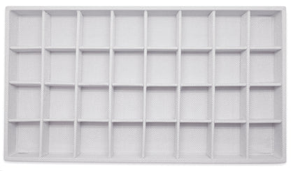White Linen 32 Compartment Stackable Jewelry Tray