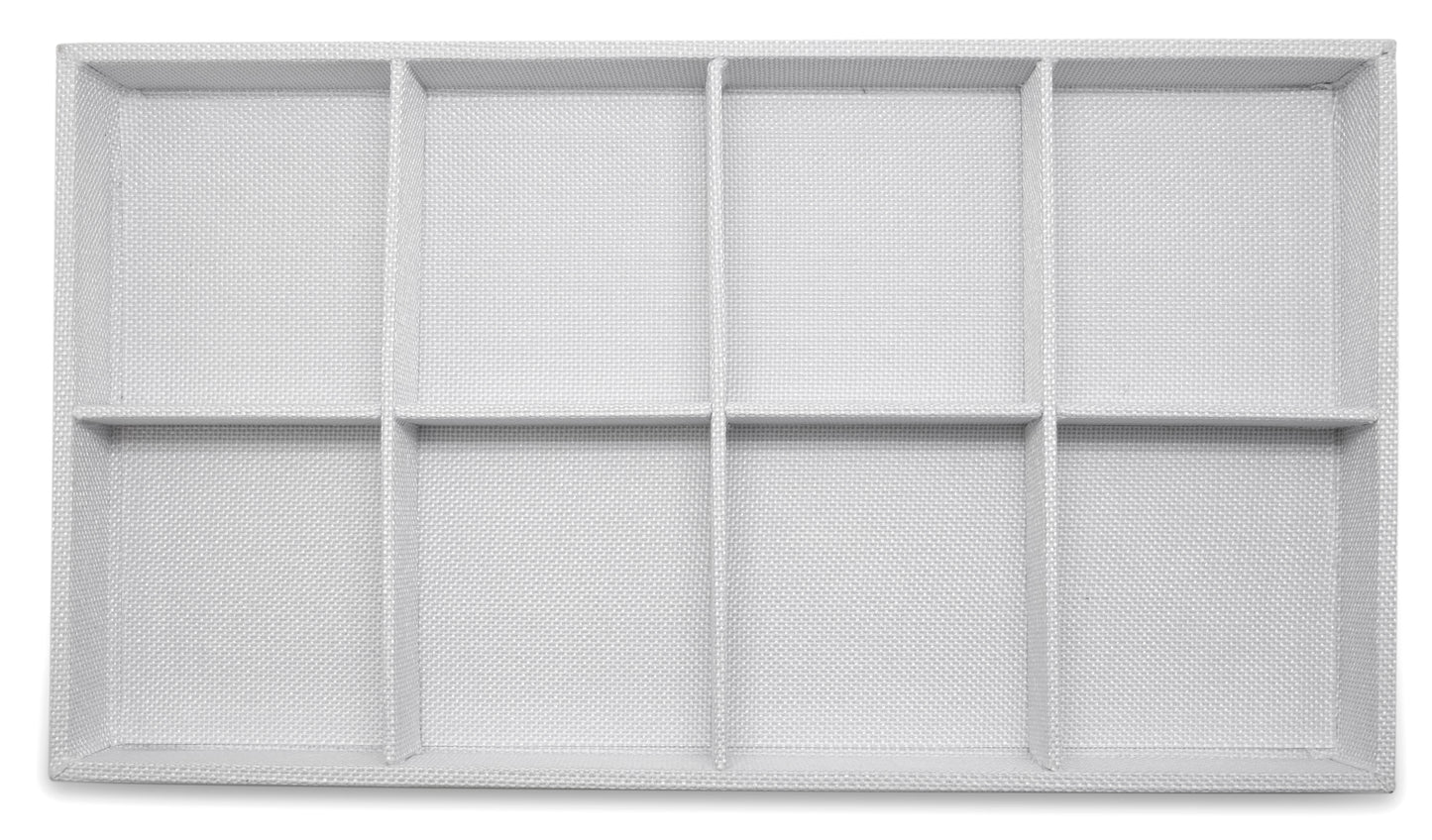 White Linen 8 Compartment Stackable Jewelry Display Tray