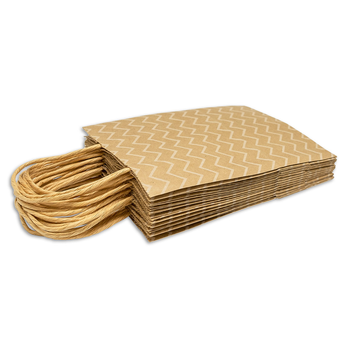 White Wave Kraft Paper Shopping Gift Bags (12-Pack)