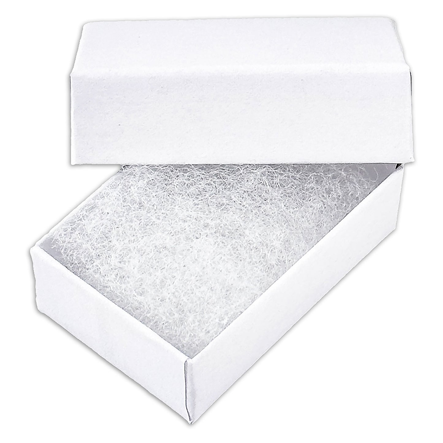 1 15/16" x 1 1/4" x 11/16" Matte White Cotton Filled Paper Box