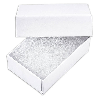 1 15/16" x 1 1/4" x 11/16" Matte White Cotton Filled Paper Box