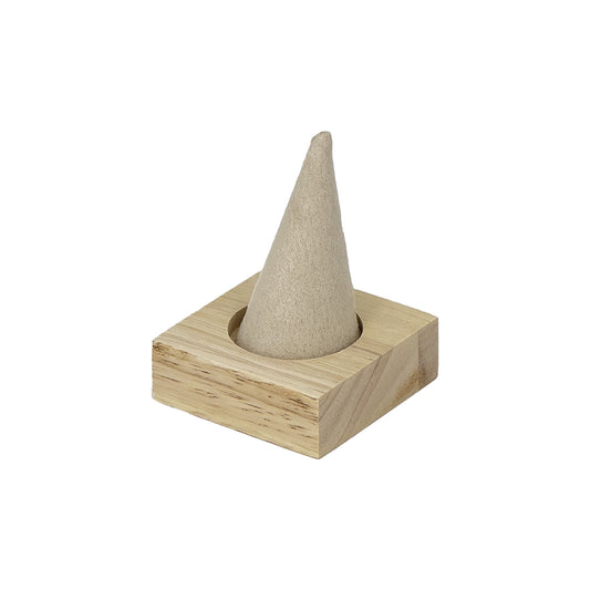 1 7/8" x 2 1/2" Beige Microfiber Wood Base Single Finger Ring Display