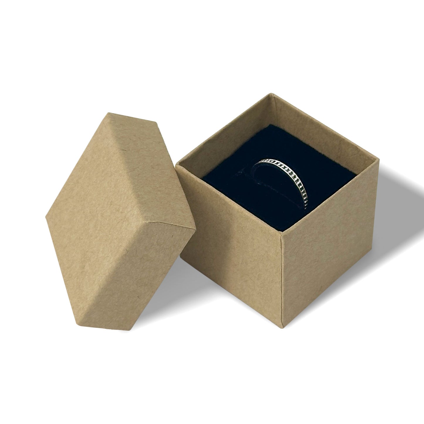 1 9/16" x 1 9/16" Kraft Paper Ring Box with Black Foam Insert