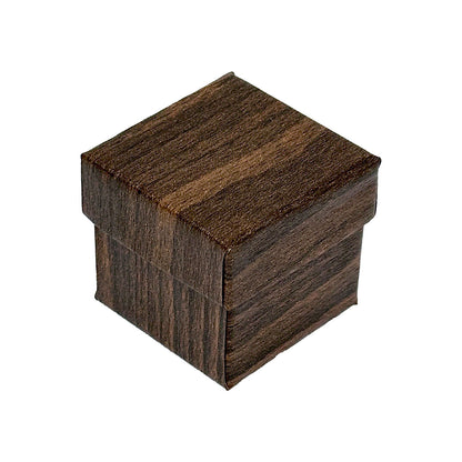 1 9/16" x 1 9/16" Wood Grain Pattern Paper Ring Box with Black Foam Insert