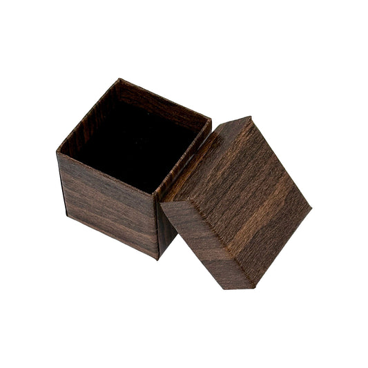 1 9/16" x 1 9/16" Wood Grain Pattern Paper Ring Box with Black Foam Insert