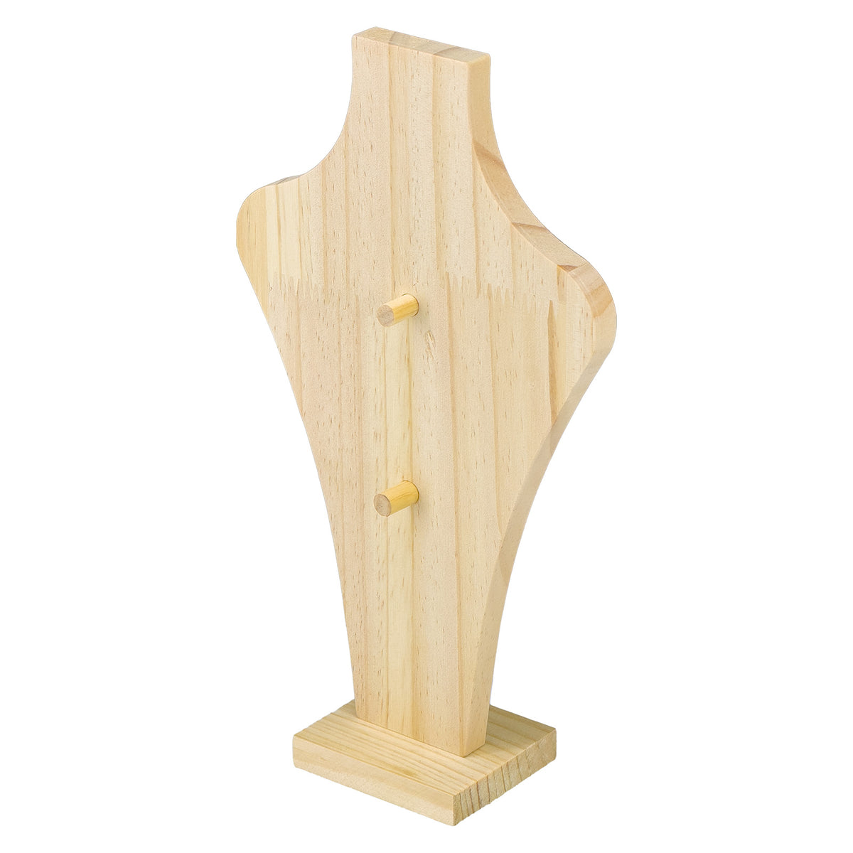 10 1/2" x 6" Natural Wood Necklace Display Stand with Hanging Posts