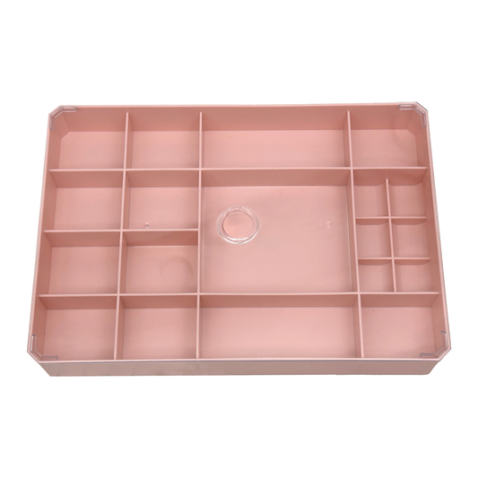 10 1/4" x 7 1/4" Pink Plastic Compartment Storage Case with Lid