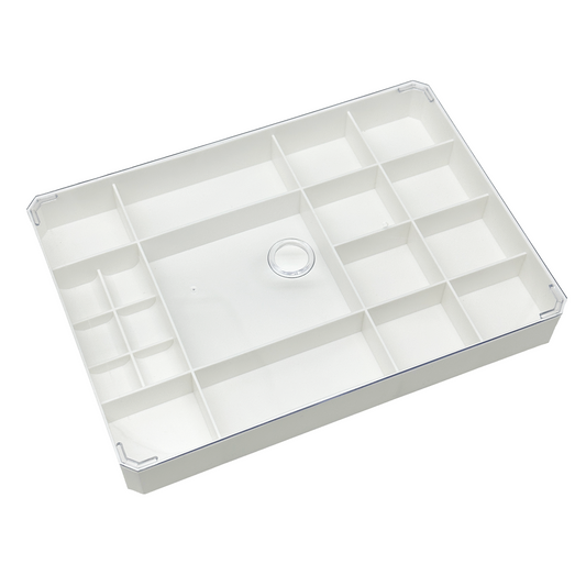 10 1/4" x 7 1/4" White Plastic Compartment Storage Case with Lid