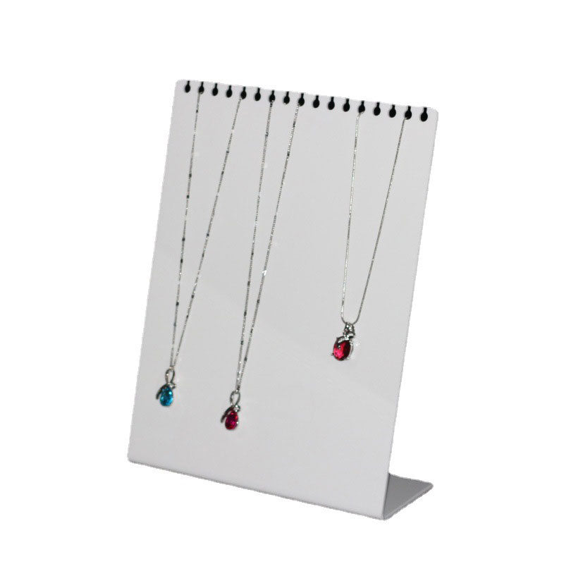 10 1/4" x 7 7/8" White Acrylic Necklace Display Stand with 17 Notches