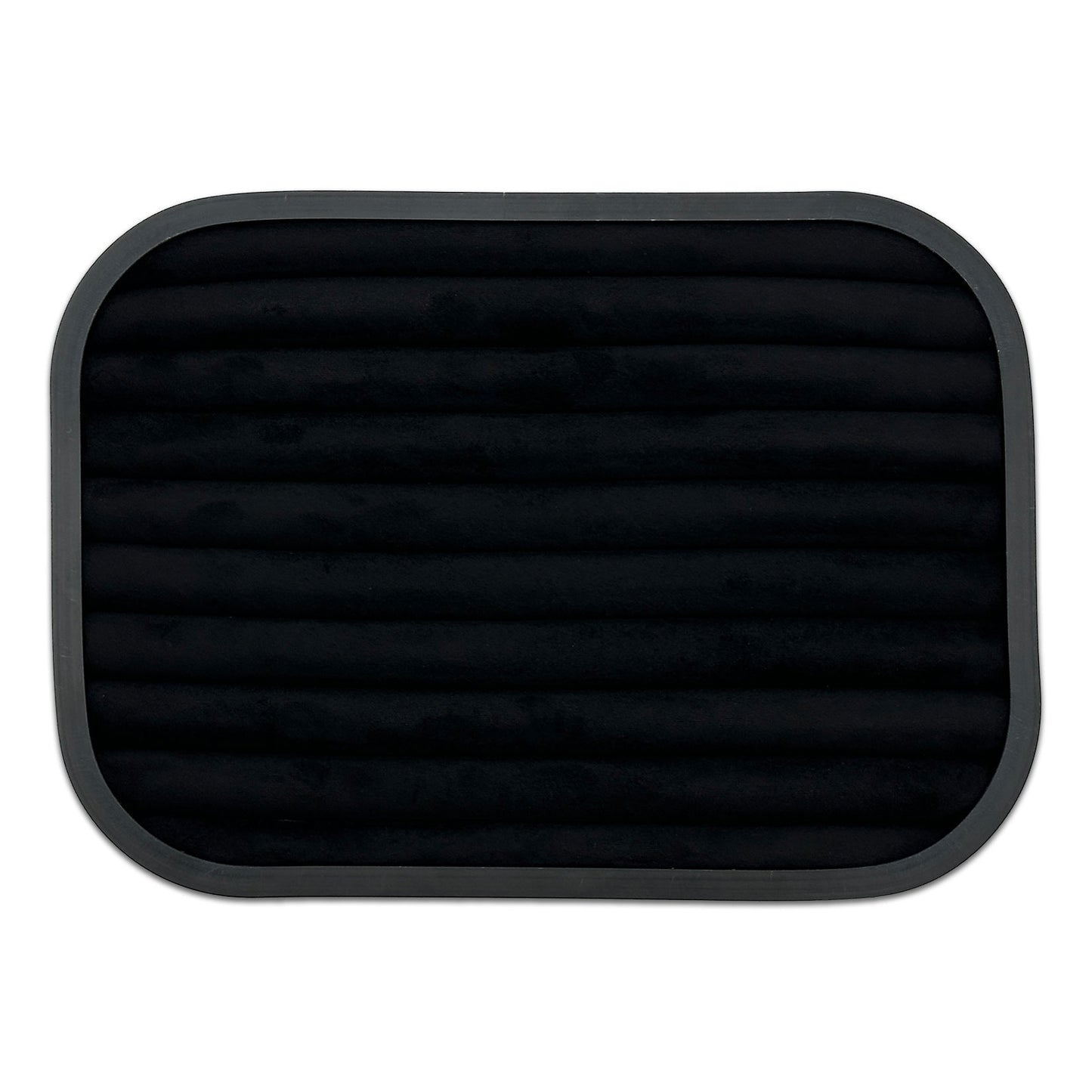 10 5/8" x 7 5/8" Black Brushed Aluminum Black Velvet 9 Row Ring Display Tray