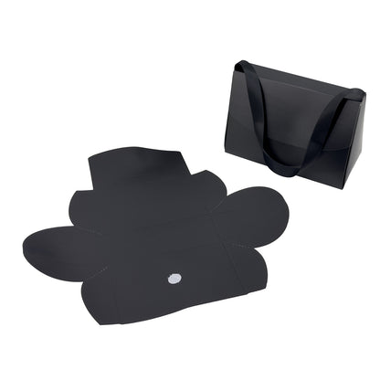 10-Pack 6" x 4.5" Black Folding Paper Gift Bags with Handle