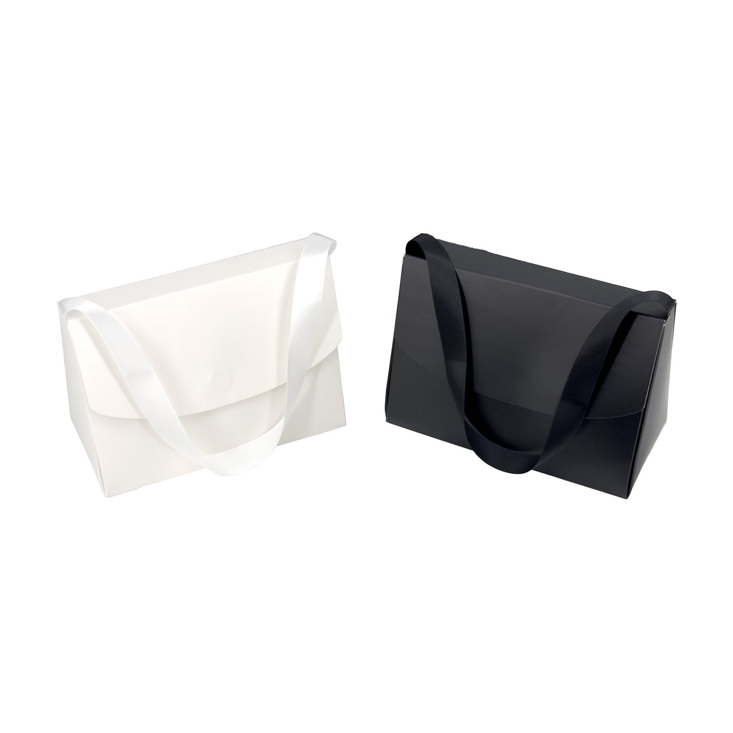 10-Pack 6" x 4.5" Black Folding Paper Gift Bags with Handle