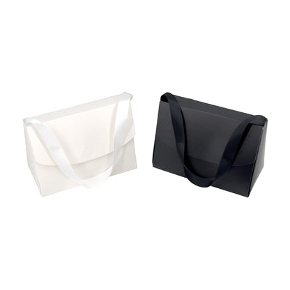 10-Pack 6" x 4.5" Black Folding Paper Gift Bags with Handle