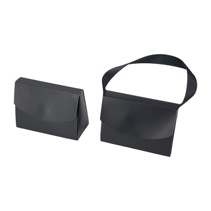 10-Pack 4.5" x 3" Black Folding Paper Gift Bags with Handle