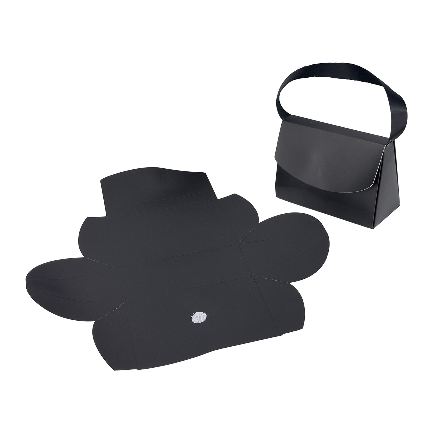 10-Pack 4.5" x 3" Black Folding Paper Gift Bags with Handle