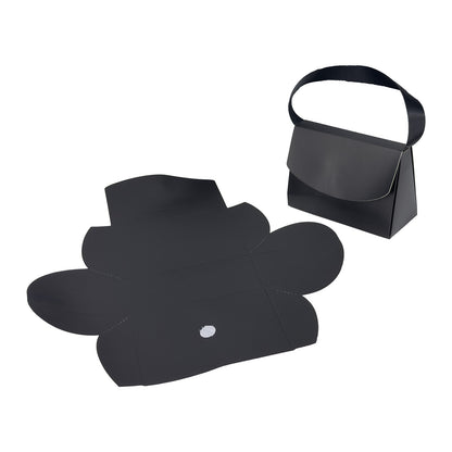 10-Pack 4.5" x 3" Black Folding Paper Gift Bags with Handle