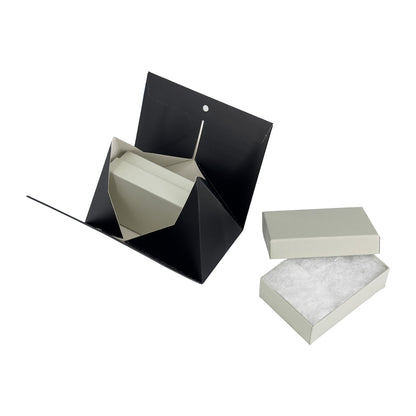 10-Pack Black Folding Paper Gift Bags with Ribbon Closure