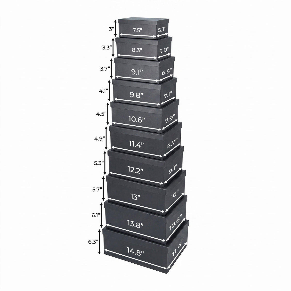 10-Piece Black Nested Gift Box Set