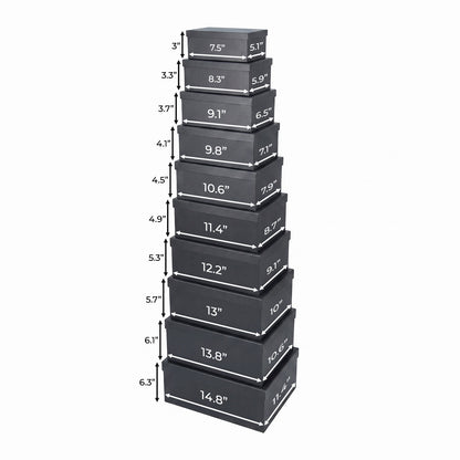10-Piece Black Nested Gift Box Set