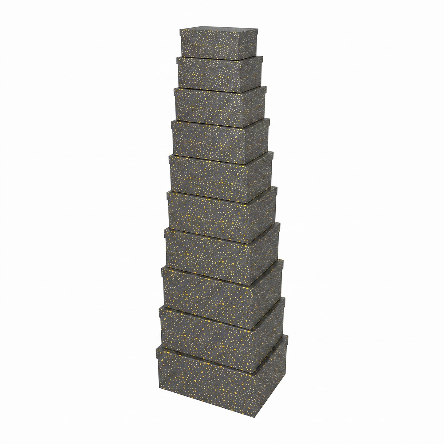 10-Piece Black Nested Gift Box Set with Gold Dot Design