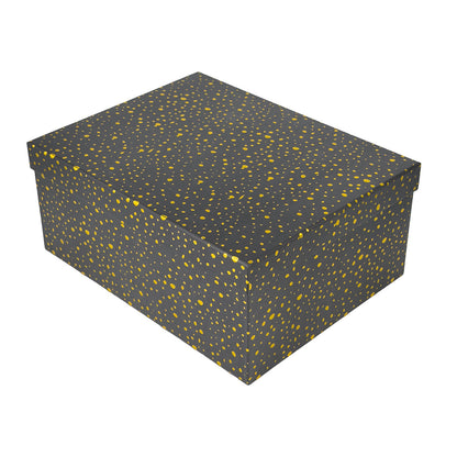 10-Piece Black Nested Gift Box Set with Gold Dot Design