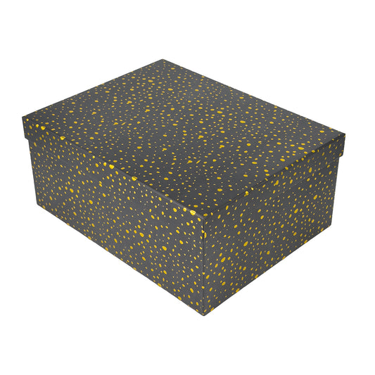 10-Piece Black Nested Gift Box Set with Gold Dot Design