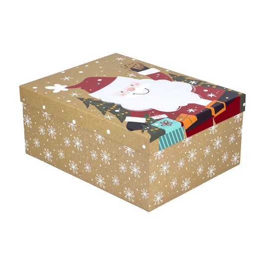 10-Piece Kraft Nested Gift Box Set with Santa Claus Christmas Design
