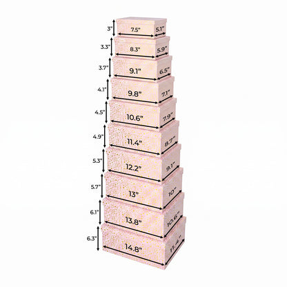 10-Piece Pink Nested Gift Box Set with Gold Star Design