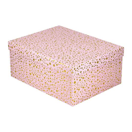 10-Piece Pink Nested Gift Box Set with Gold Star Design