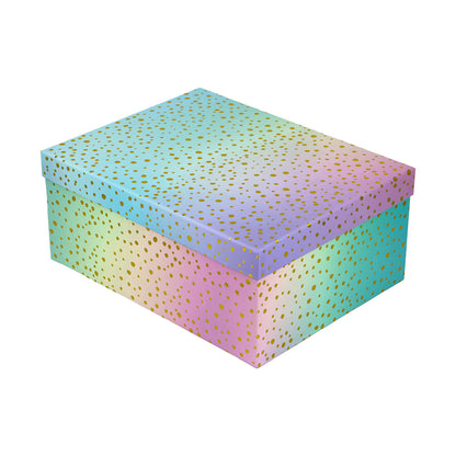 10-Piece Rainbow Nested Gift Box Set with Gold Dot Design