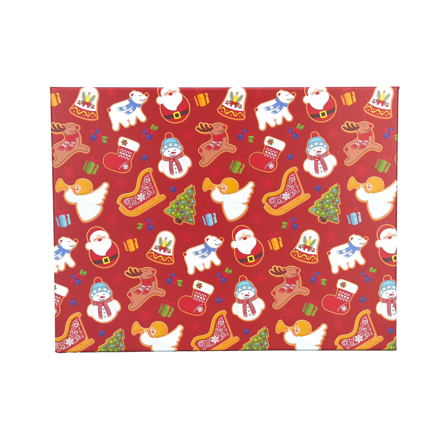 10-Piece Red Nested Gift Box Set with Christmas Pattern Design