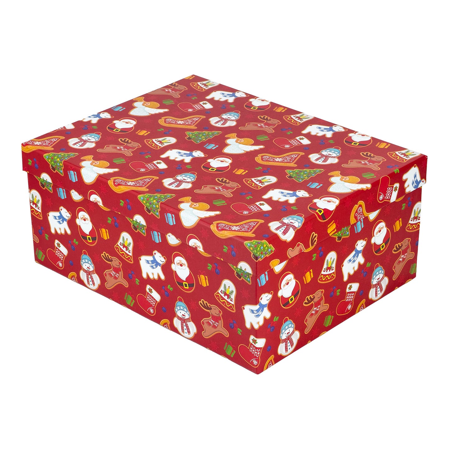 10-Piece Red Nested Gift Box Set with Christmas Pattern Design