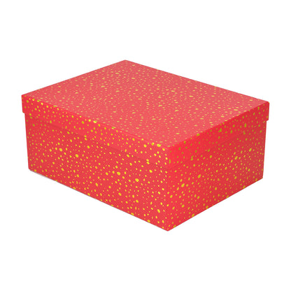 10-Piece Red Nested Gift Box Set with Gold Dot Design