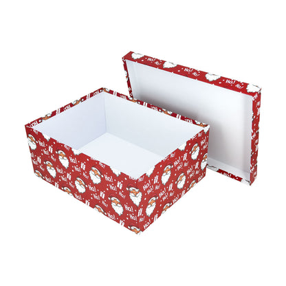 10-Piece Red Nested Gift Box Set with Santa Claus Ho Ho Ho Design