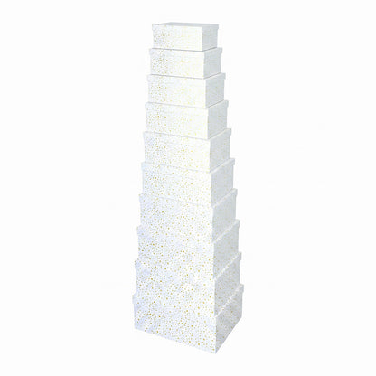 10-Piece White Nested Gift Box Set with Gold Dot Design