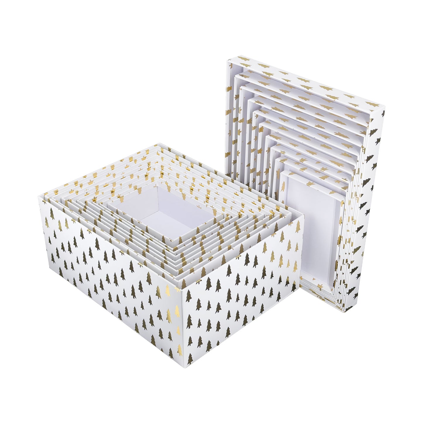 10-Piece Rainbow Nested Gift Box Set with Gold Dot Design