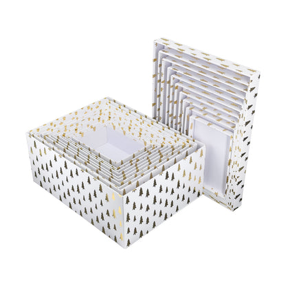10-Piece Rainbow Nested Gift Box Set with Gold Dot Design