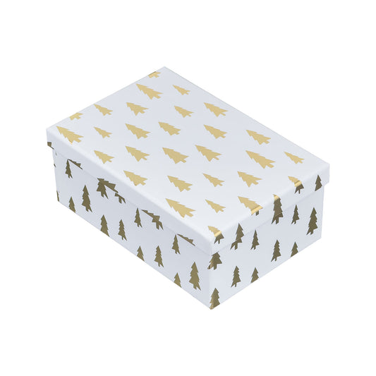 10-Piece White Nested Gift Box Set with Gold Tree Design