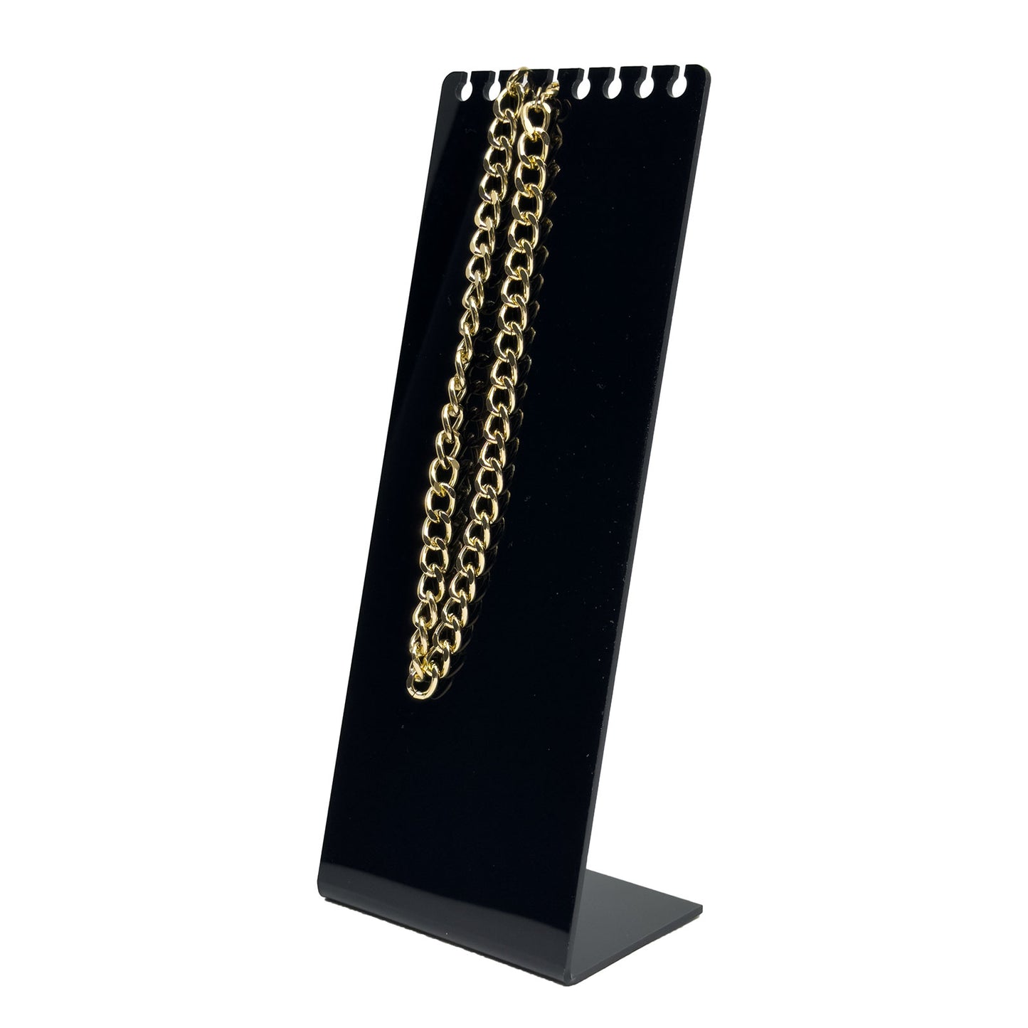 10" x 3 7/8" Black Acrylic Necklace Display Stand with 8 Notches