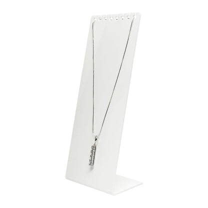 10" x 3 7/8" White Acrylic Necklace Display Stand with 8 Notches
