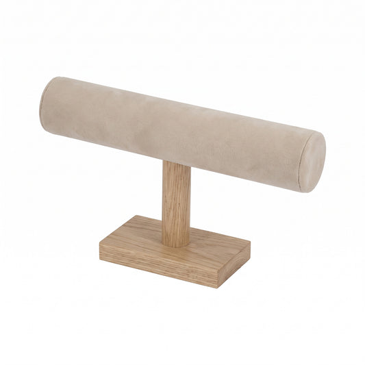 10" x 6" Beige Velvet Wood T-Bar Jewelry Display