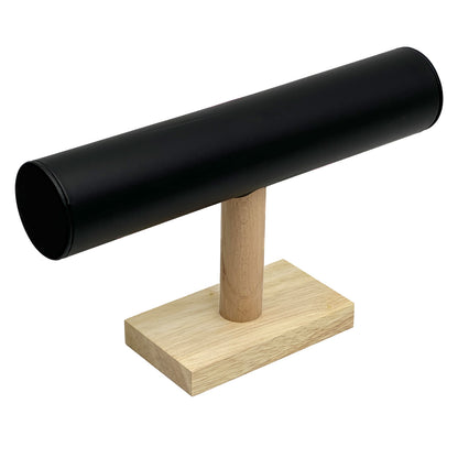 10" x 6" Black Leatherette Light Oak T-Bar Jewelry Display