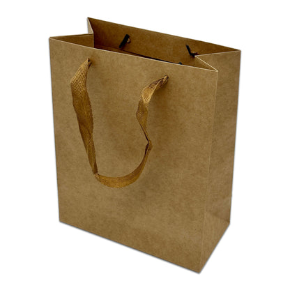 OQOQ Kraft Paper Gift Bags Set - 10 Medium Brown DIY Gift Bags With Handles, Tissue Paper, Scratch Cards & Wooden Pens